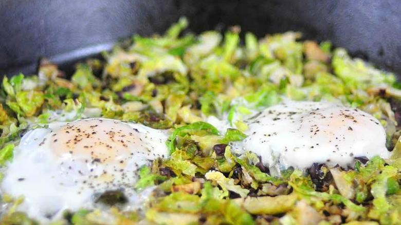 Brussels Sprout Hash And Eggs